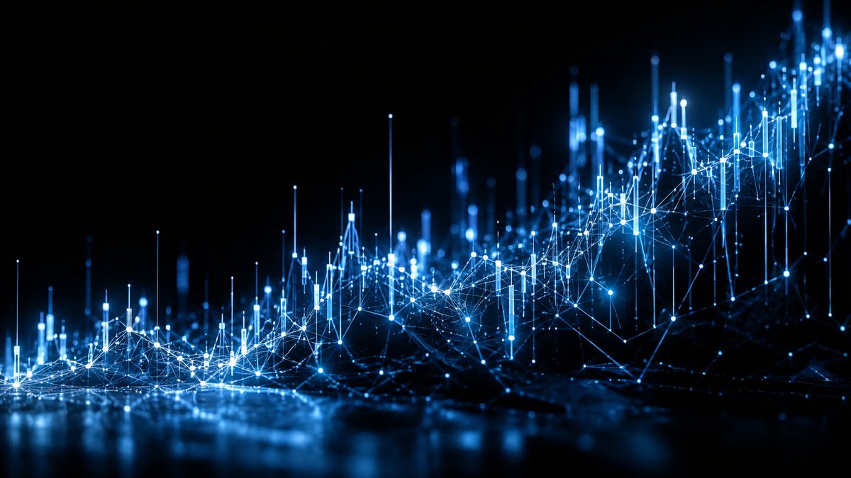 Rede neural de luz azul subindo como um gráfico de bolsa — IPO de empresa de inteligência artificial
